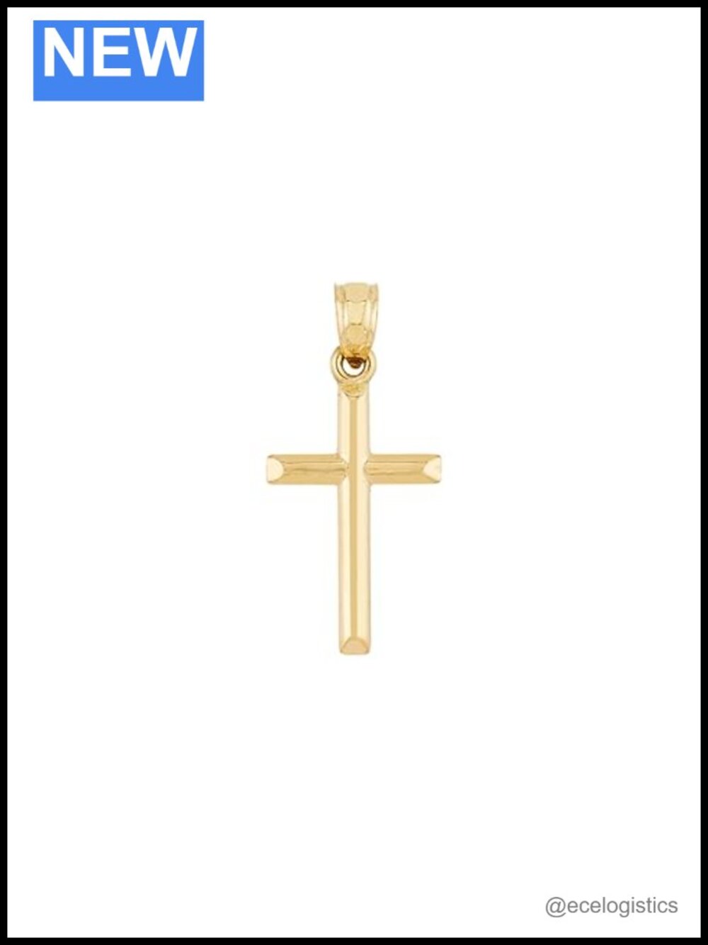 14K Real Yellow Gold Cross Pendant Charm for Men & Women